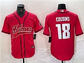 Men's Atlanta Falcons #18 Kirk Cousins Red With Patch Cool Base Baseball Stitched Jersey,baseball caps,new era cap wholesale,wholesale hats